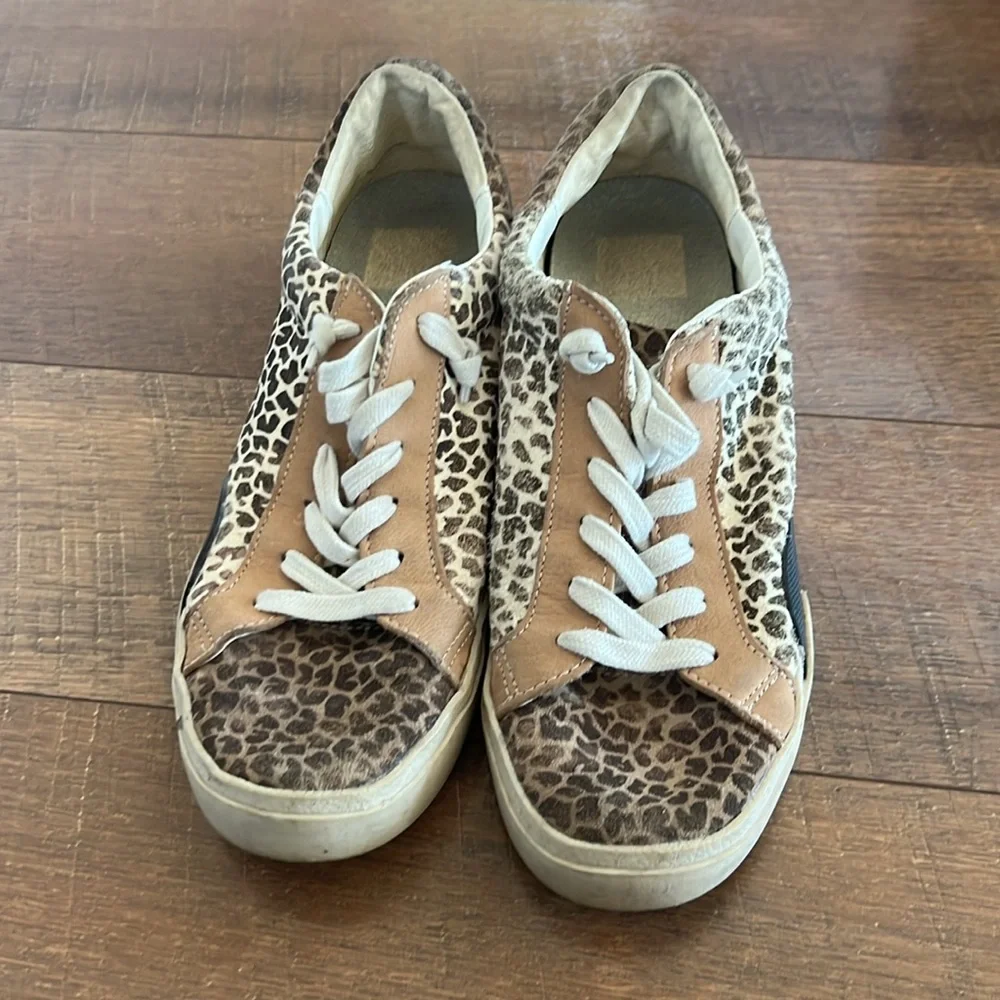 Dolce Vita Brown and White Leopard Print Sneakers